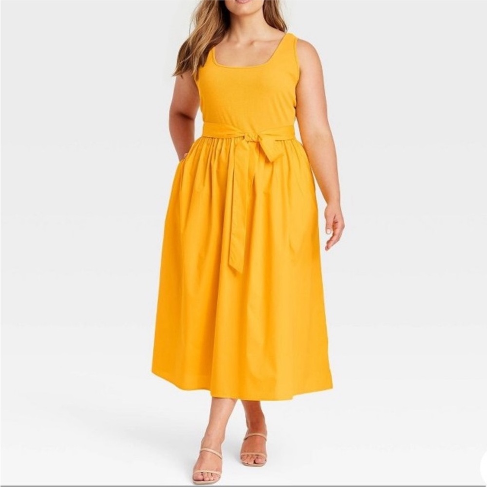 Who What Wear Yellow Sleeveless Sundress Midi